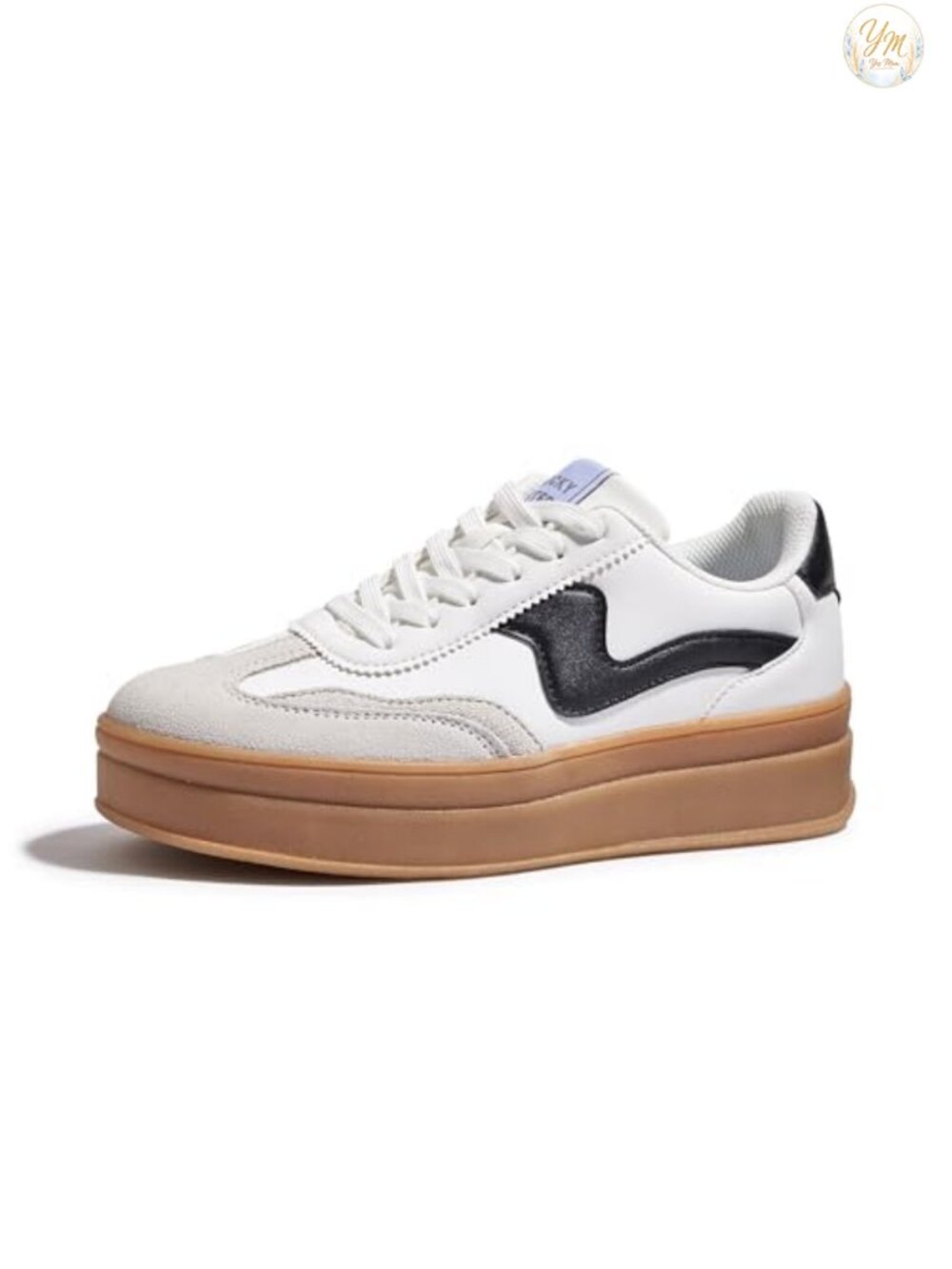 Faux Leather Suede Platform Sneakers Chunky Women's Lace-Up Thick Sole Athletic